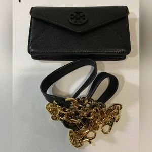 Leather mini crossbody envelope black
